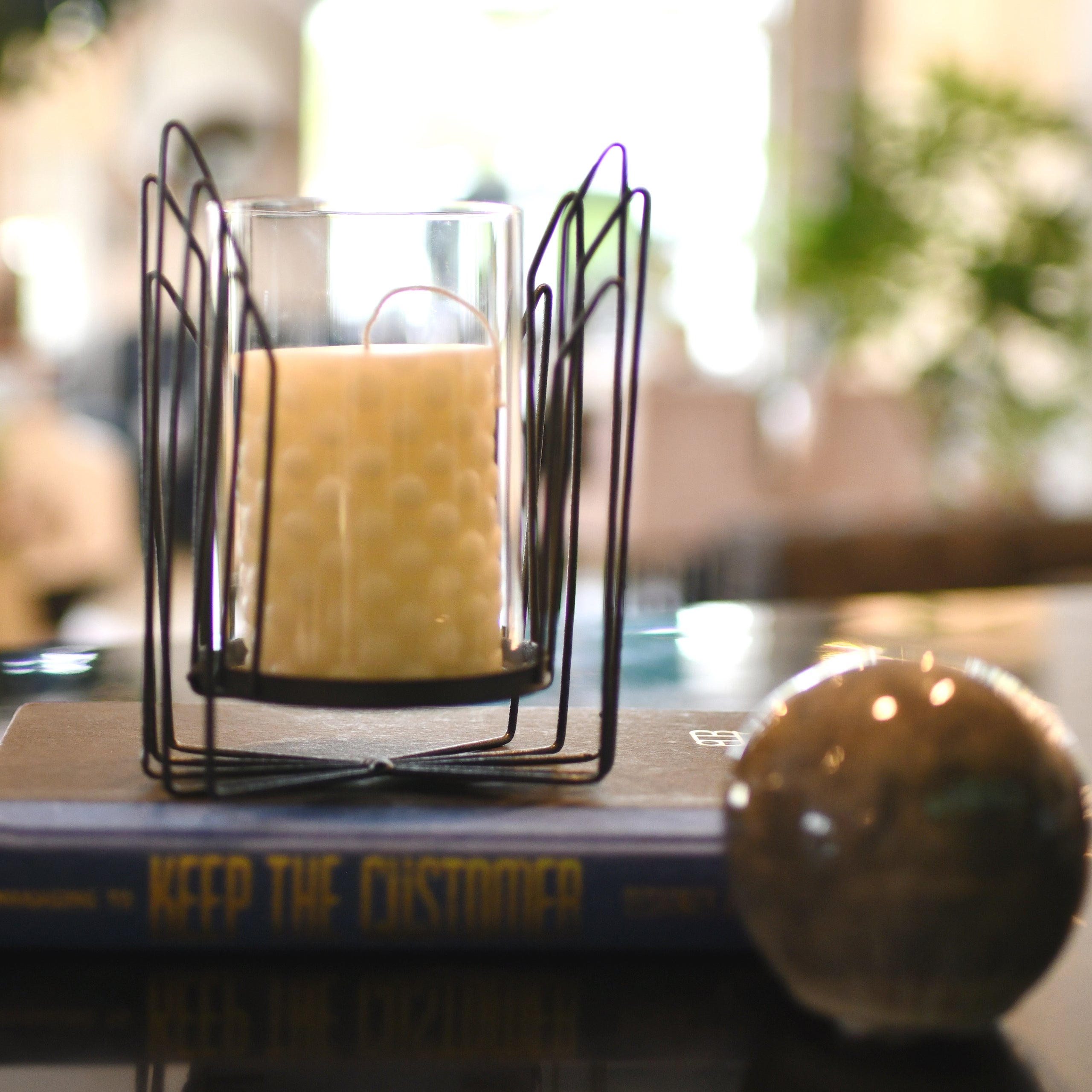 METAL FLOATING GLASS CANDLE HOLDER BIRCH & HUE